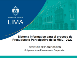 Systematization of the participatory budgeting process of the Metropolitan Municipality of Lima